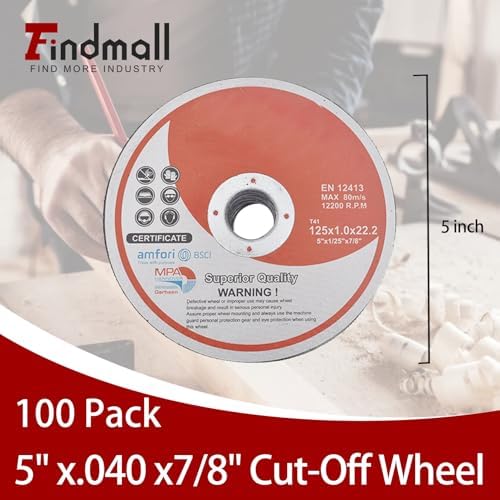 100 Pack 5" x.040 x7/8" Cut-Off Wheel - Metal & Stainless Steel Cutting Discs