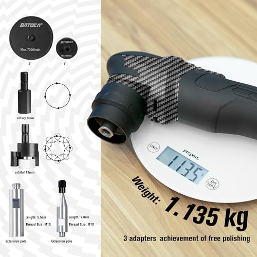 BATOCA S4 Cordless Multi-Polisher-Set, with 2Pcs 12V 2.5Ah Batteries, RO&DA Car Buffer Polisher, 1&3inch Mini Brushless Polisher for Car Detailing, Carbon Style