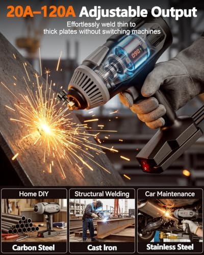 Portable Welding Machine, 110V Handheld Welder, 20-120A IGBT Inverter Portable Welder, ±1A Precision Stick Welder, 30pcs 3/32" Rods & Carrying Case Included, Mechanic Gift for Men, Grey