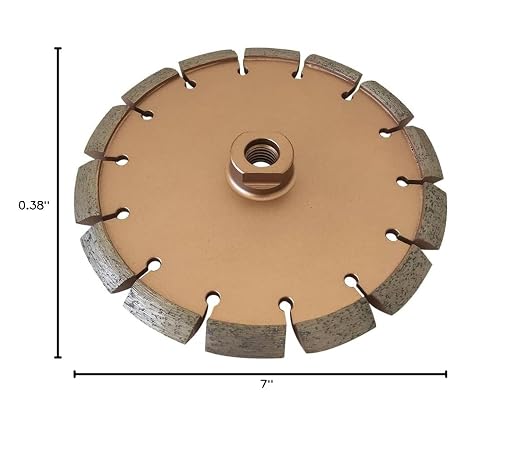 7" Crack Chaser Blade for Cured Concrete, Asphalt Repair or Joint Widen, 0.375" Width, 5/8"-11 Threaded Arbor
