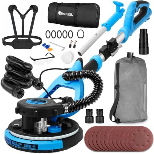 Drywall Sander, 780W Electric Drywall Sander with Vacuum Dust Collector, 7 Variable Speed 900-1800RPM, 26FT Power Cord, Wall Sander for Popcorn Ceiling, Pole Sander for Drywall
