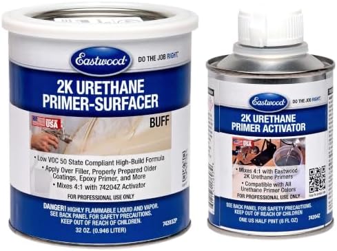 Eastwood 2K Urethane Primer Paint Surfacer Buff Quart and Activator Kit