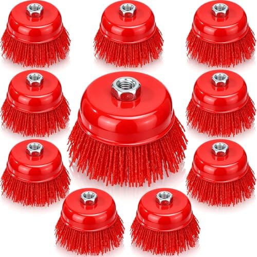 Lothee 10 Pcs 4 Inch Nylon Cup Brushes Set, M14 x 2 Thread, Max 8500 RPM