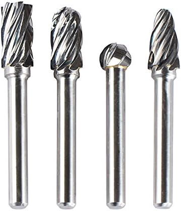 SpeTool Carbide Rotary Burr For Aluminum (Non-Ferrous) Poring And Polishing Bits (Non-Ferrous) 1/4 inch shank 4Pcs/Pack