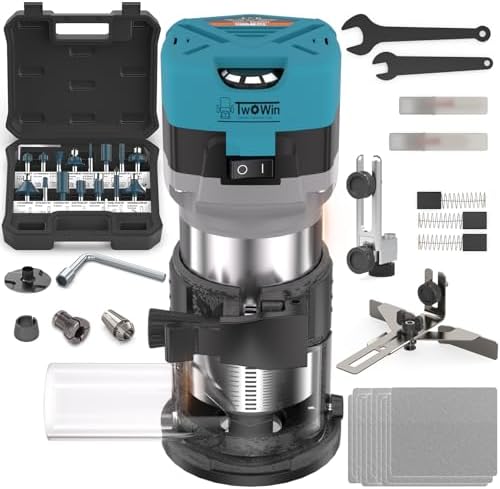 TWOWIN Router Tool, 6.5 Amp 1.25 HP Hand held Wood Router Tool