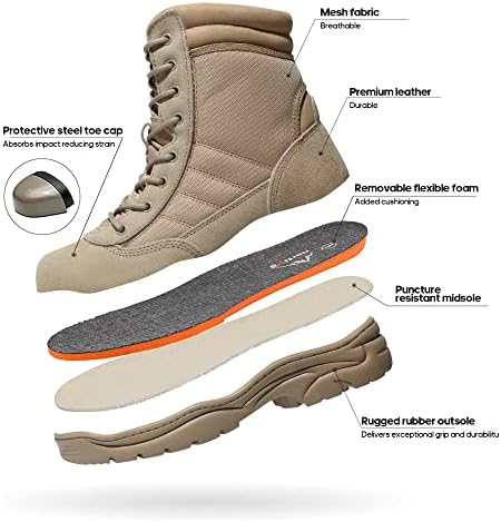 NORTIV 8 Men's Steel Toe Work Boots Side Zipper