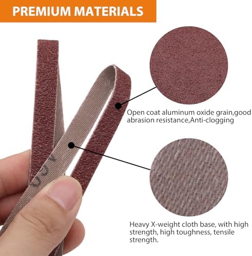 3/8 x 13'' Sanding Belts for Air Belt Sander 12Each of 40/60/80 Grit 36Pack