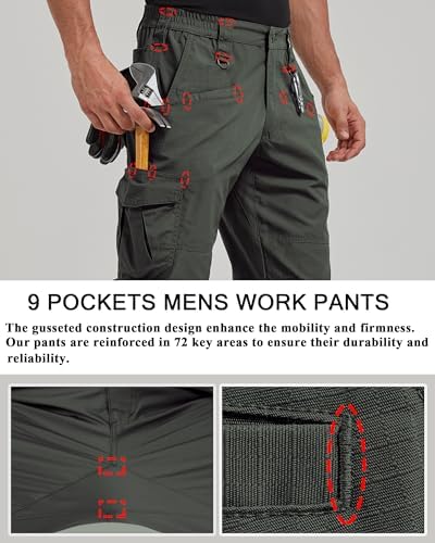 CNBQDD Mens Work Pants Cargo Tactical Construction for Men Ripstop Waterproof Lightweight Outdoor Hiking with Pockets