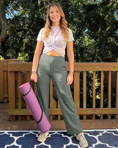 G4Free Yoga Pants for Women Wide Leg Pants with Pockets High Waisted