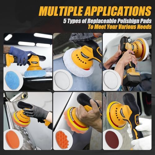 Cordless Car Polisher for Car Detailing Compatible, Yellow