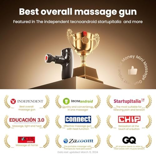 BOB AND BRAD M7 Plus Mini Massage Gun with Heat, FSA Eligible & HSA Approved Deep Tissue Percussion Massager for Back & Neck Stiffness - Portable, Quiet, Ultra-Lightweight
