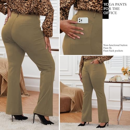 DGD Wrinkle-Free Stretch Dress Pants Plus Size for Women Pull-on Pant Ease into Comfort Office Pant