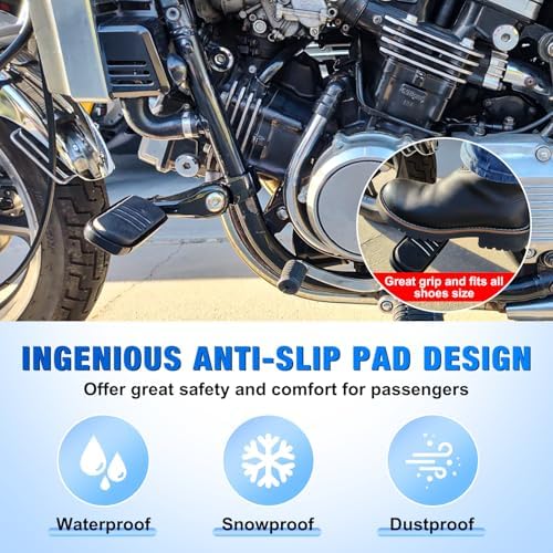 Nilight 1-1/4" Motorcycle Highway Pegs For Harley Davidson Touring Road King Street Glide Sportster Adjustable Short Angled Foot Pegs Universal For 1.25" Engine Guard Crash Bars Highway Footpegs Black
