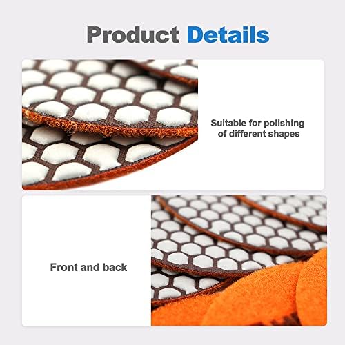 Dry Diamond Polishing Pads - 8pcs 5 inch #200 Sanding Pads Kit for Granite Marble Ceramic Used on Angle Grinder or Polisher…