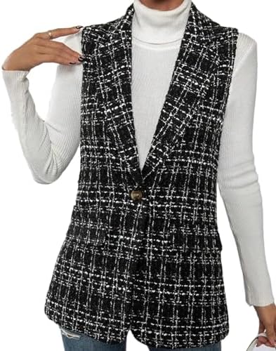 Mina Self Women's Sleeveless Vest Tops Open Front Lightweight Blazer Jacket