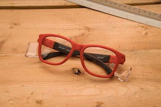 MAGID Y50 Safety Glasses for Construction | Red Frame — 1 Pair, Clear Lens | Side Shields, ANSI Z87.1+, Anti-Fog, Scratch-Resistant, 99.9% UV Protection, Polycarbonate Lens