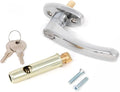 Oswald Supply L Handle and Latch Set, Chrome Locking ADA Approved with V- Spindle, Round Bolt/Plunger Latch, Midland Style with Keys and Hardware for Trash Chute and Linen Chute Doors