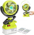 Portable Clip Fan for Ryobi 18V Battery(Battery Not Included), Battery Powered Fan with Dual USB Charging, Cordless Fan with Adjustable Head for Home, Outdoor,Camping and Job Site,Gifts for Men Dad