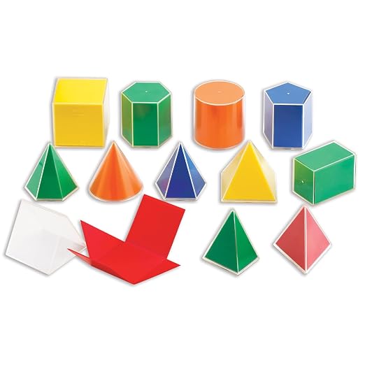 Edxeducation 2D3D Geometric Solids - Set of 24-12 Multicolored Shapes, 12 2D Nets and Activity Guide - Early Math Manipulative and Geometry for Kids