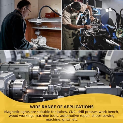 28LEDs Magnetic Light, 1320 Lumen 120v Flexible Gooseneck Work Light with Adjustable Magnetic Base for CNC MlilingDrill Press Sewing Machine Industrial Lighting, 12w