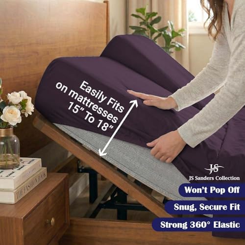 JS Sanders Collection Split Head Sheet Set 4PC King Size, Plum