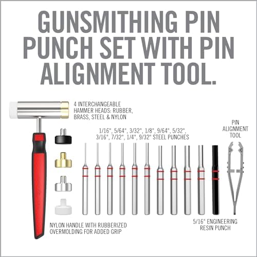 Real Avid Hammer Set & Punch Set with Small Hammer & Flat Tip Metal Punch Set - Punch Tools Tool Kit includes Gunsmithing Hammer with 4 Tips, Non Marring Punch & Pin Starter Tool