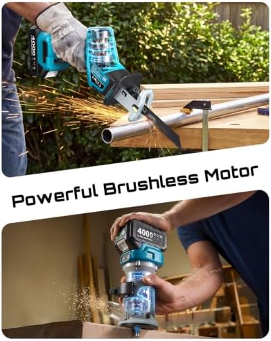 SEESII 2-in-1 Brushless Reciprocating Saw & Wood Router Tool Combo Kit