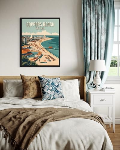 Coppers Beach New York Wall Art Print Poster, US Vintage Retro Beach Scenery Posters Prints for Restroom Home Picture Painting Artwork Gallery 219 (Coppers Beach New York, 24 x 36 inches, Unframed)