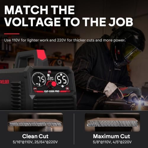 YESWELDER CUT-55DS PRO 55A Plasma Cutter, Non-HF, 110/220V, IPT40 Torch
