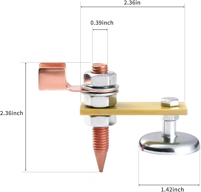 2 Pack Magnetic Welding Support Ground Clamp Tools with 2 Conductive Rods, Welding Magnet Head Strong Magnetism Large Suction, Copper Tail Welding Accessories Stability Clamps