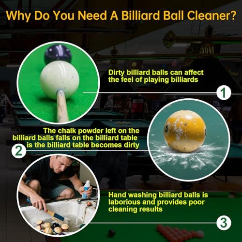 Billiard Ball Cleaning Machine, Pool Ball Polishing Cleaning Machine, Automatic 16 Ball Pool Ball Washer & Polisher with Powerful 180W Motor, for American Style Billiards 110V