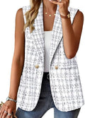 Mina Self Women's Sleeveless Vest Tops Open Front Lightweight Blazer Jacket