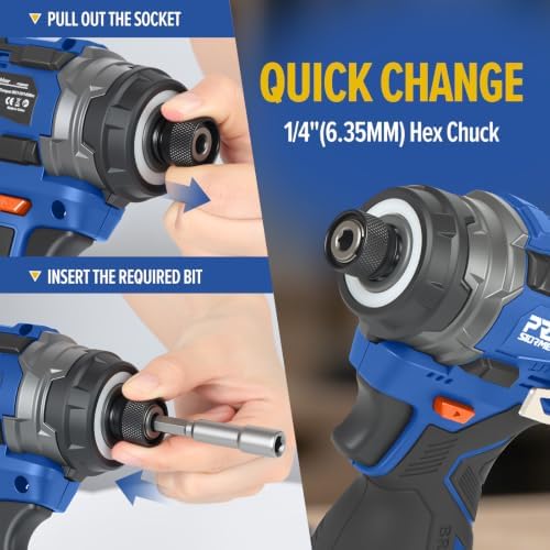 Prostormer 17V Cordless Impact Driver Set, 140Nm Brushless Screwdriver