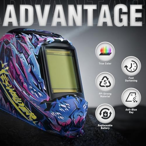 YESWELDER Auto Darkening Welding Helmet, Large View, LYG-M800H-CP