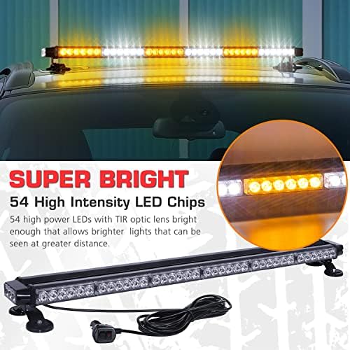 LINKITOM 37.5" 78 LED Strobe Flashing Light Bar Heavy Duty, Amber/White