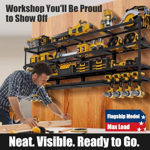XLarge 64''W Power Tool Organizer Wall Mount, 4-Tier