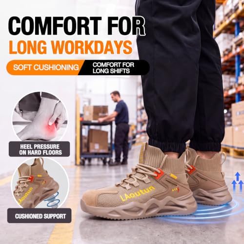 LAoutun Steel Toe Shoes for Men Work Shoes Safety Sneakers Lightweight