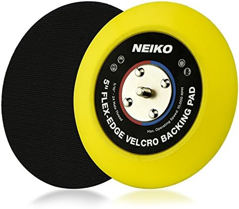 Neiko 30266A Flexible-Edge Hook-and-Loop PU Backing Pad for DA Sander Polisher Buffer, 5 Inches by 5/16 Inches, 24 Thread