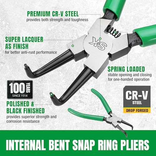 SK 7-Inch Snap Ring Pliers, Internal Circlip Pliers with 90-Degree Bent Jaw