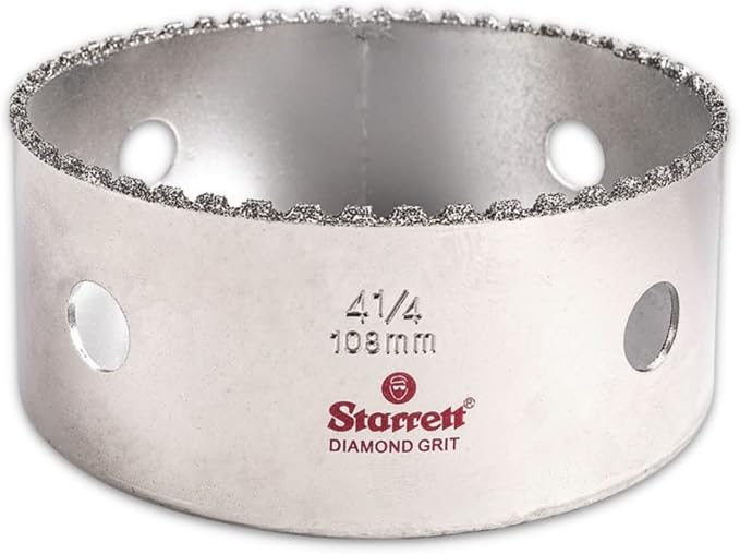 Starrett-N Diamond Grit Hole Saw, 4-1/4" Dia, 1-5/8" Cutting Depth | Ideal For Drilling Small Diameter Holes, 5/8-18 Thread Size, XA2/XA10 Arbor Type, Silver, For Small Diameter Holes, KD0414
