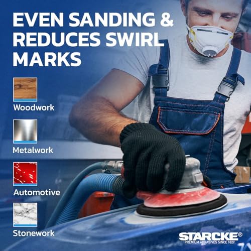 6 Inch Sanding Discs 60 Grit, 100 Pack Sandpaper Discs PSA Adhesive Sandpaper Roll No Hole - Disc Gold Round Sanding Paper, Durable Sand Paper for Wood, Auto Body, Metal, Paint for Surfaces