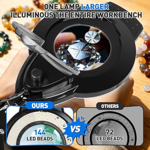 KIRKAS LED Magnifying Lamp with Clamp, 2,200 Lumens Dimmable 35in 12X 30X