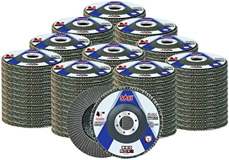 Sali 100 Pack Flap Disc 120 Grit 4.5" x 7/8-Inch Sanding Disc Bevel Type #29 Premium and Industrial Grade Angle Grinder Grinding Wheel High Performance Edge Grinding
