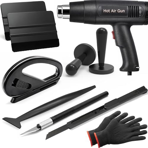 Spanno Vinyl Wrap Kit with Heat Gun, Black Car Wrap Kit for Window Tint