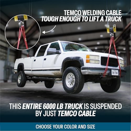 TEMCo 1/0 Gauge AWG 125 Ft Red Flexible Pure Copper Made in USA Welding Cable Battery Wire - Heavy Duty Solar, Inverter, Car, RV, Truck