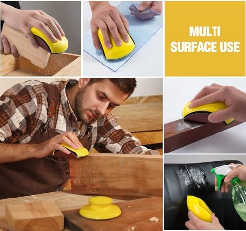 S SATC 4PCS Hook and Loop Sanding Block Included 1 Cleaning Brush 5 Inch Round and Mouse Sanding Block Meant for Wood Furniture Restoration Home Arts and Crafts