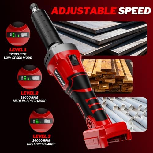 1100W Brushless Braking Die Grinder Compatible with Milwaukee Battery, 3 Level Variable Speed Up to 26000RPM, 1/4" Precision Drill Chuck for Grinding, Polishing, Drilling (Batteries Not Included)