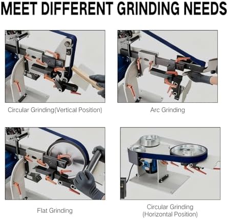 JLD 2 * 72-82Belt Grinder Sander, equipped with 2.2KW VFD, three sets of grinding heads, and 3 zirconia corundum sand belts (60 100 180) compatible with 2 * 72 sand belts