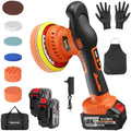 Cordless Car Buffer Polisher Kit, 2x4000mAh 21V Batteries, 6-Inch Orbital Car Polisher, 8 Variable Speeds, LED Display, 18-Piece Accessories for Waxing, Polishing & Scratch Removal
