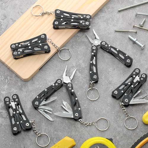 Lasnten 12 Pcs Multitool Pliers, Stainless Steel Foldable Mini Tool,Black